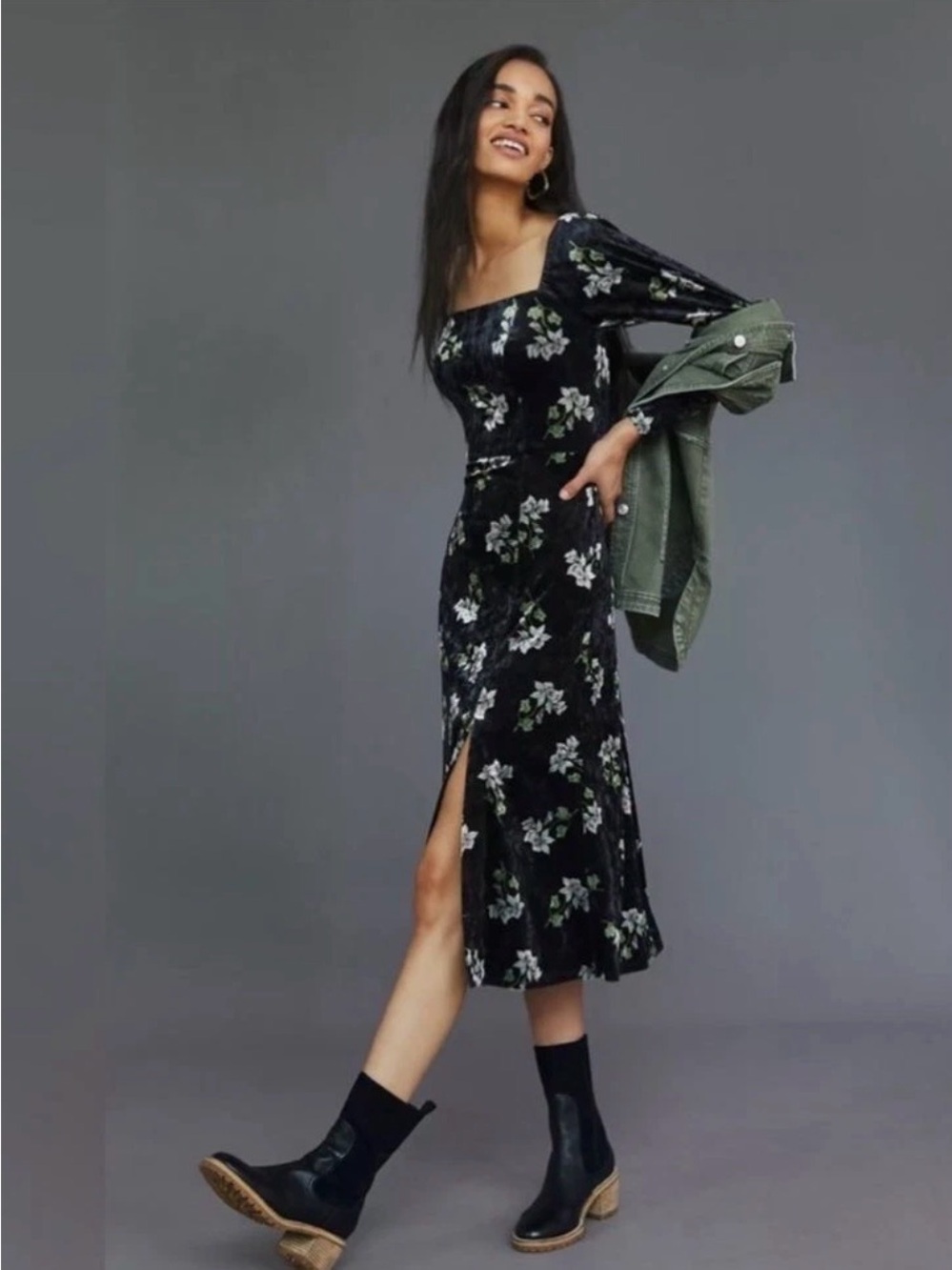 Hutch x Anthropologie Amara Velvet Midi Dress: SZ L
